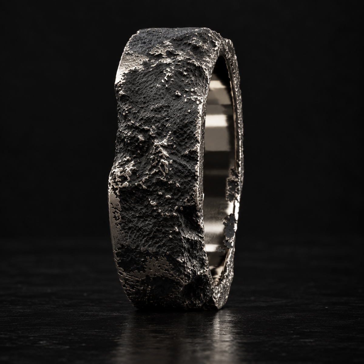 Raw VI Ring close up, deep craters across the whole width of the band